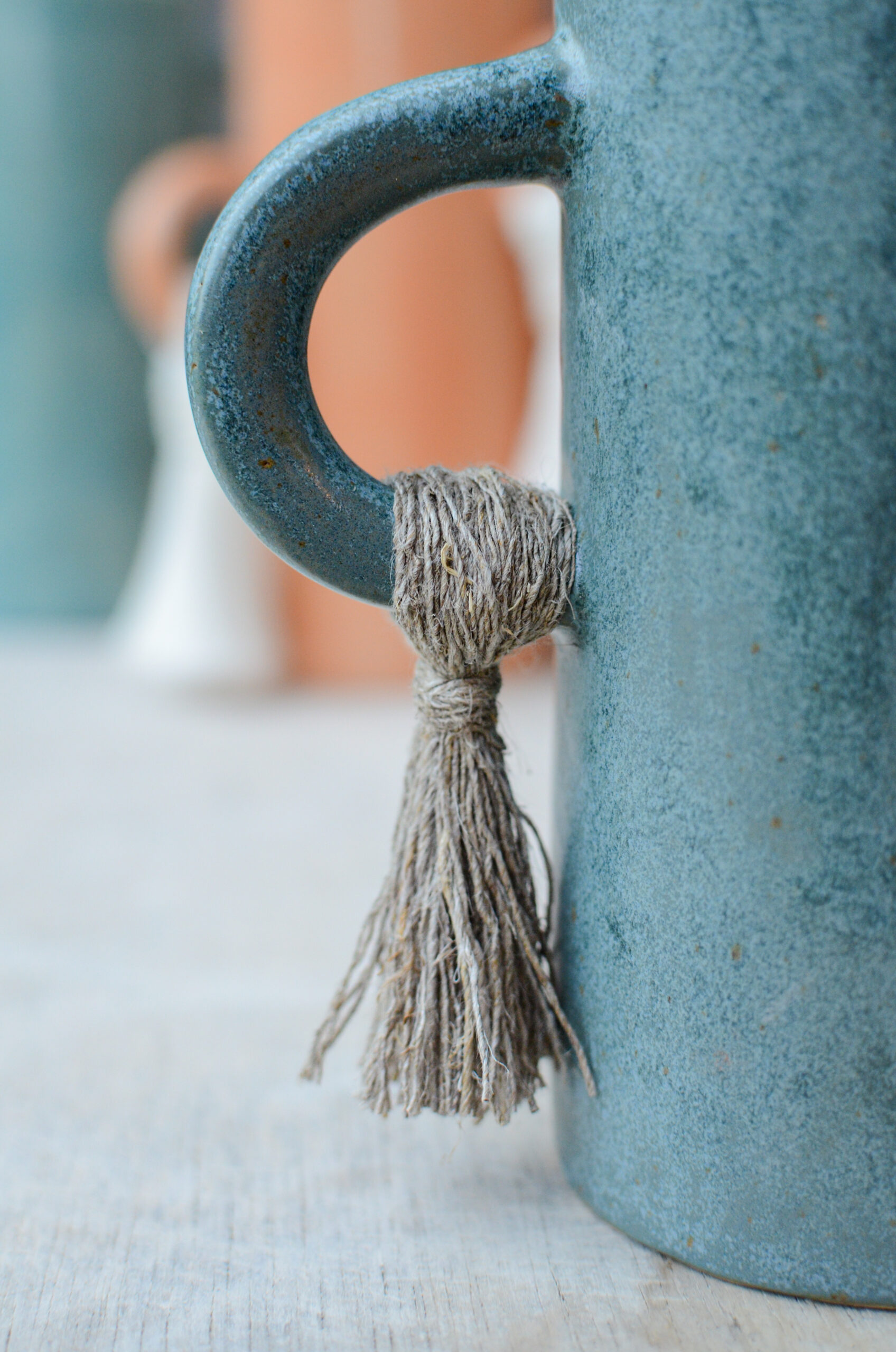 Turkusowy wazon z lnem - obrazek 5