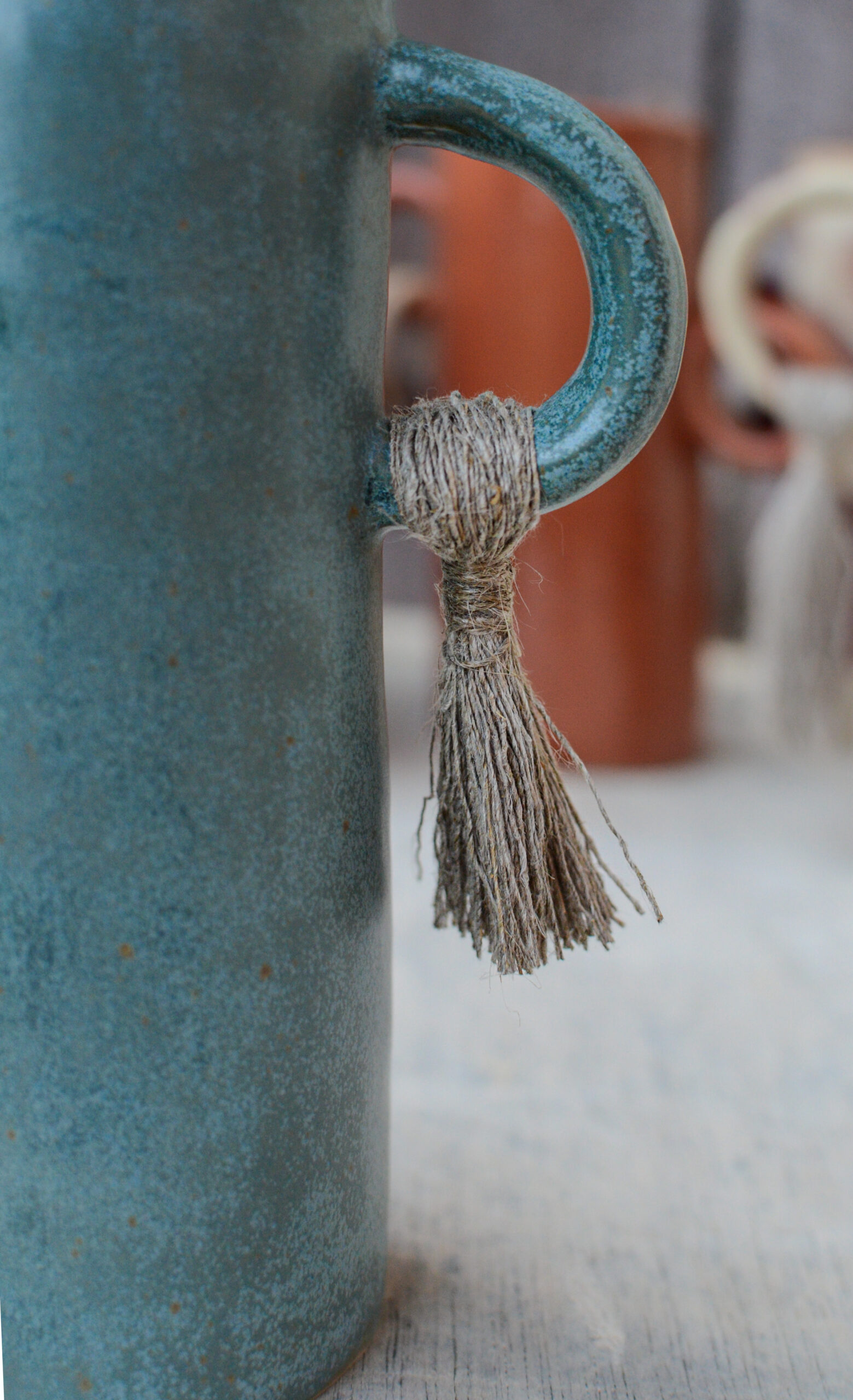 Turkusowy wazon z lnem - obrazek 6